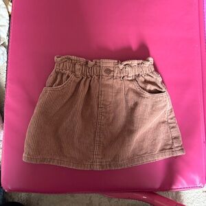 Zara Pinkish Brown Corduroy Paperbag Waist Skirt